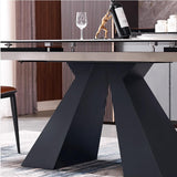 Extendable Dining Table for 8-12 Seat,Tabletop Made of Sintered Stone and Tempered Glass, Modern Style, 35.4" D x 94.5" W x 30" H, White Top TimesGate