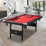 VEVOR Billiards Table, 6.3 ft Pool Table, Portable Foldable Space-Saving Table, Billiard Table Set Includes Balls, Cues, Chalks and Brush, Black with Red Cloth, Perfect for Family Game Room Kid Adult VEVOR