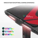 DESIGNA 65 inch Electric Height Adjustable Gaming Desk Standing Desk, Large Computer Desk with RGB LED Lights and Extended Gaming Mouse mat for Home Office DESIGNA