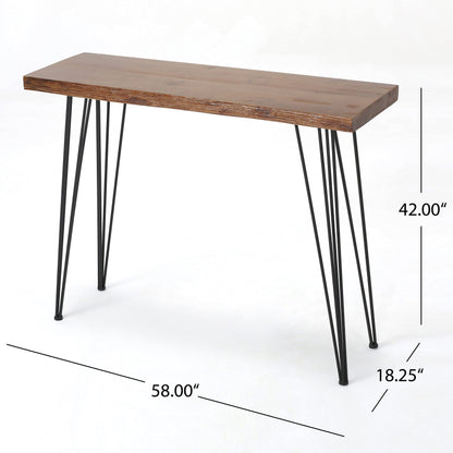 Chana Industrial Faux Live Edge Rectangular Bar Table by Christopher Knight Home - WoodArtSupply