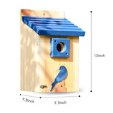 Cedar Alpha 2pc Bluebird Houses Nesting Box - XL Size 13" Heavy Duty Birdhouses for Outside - Wall Tree Pole Mountable - 1.5” Hole 13/16" Thickness - Large Inside Space - Tree Tie Bending Updated CEDAR ALPHA