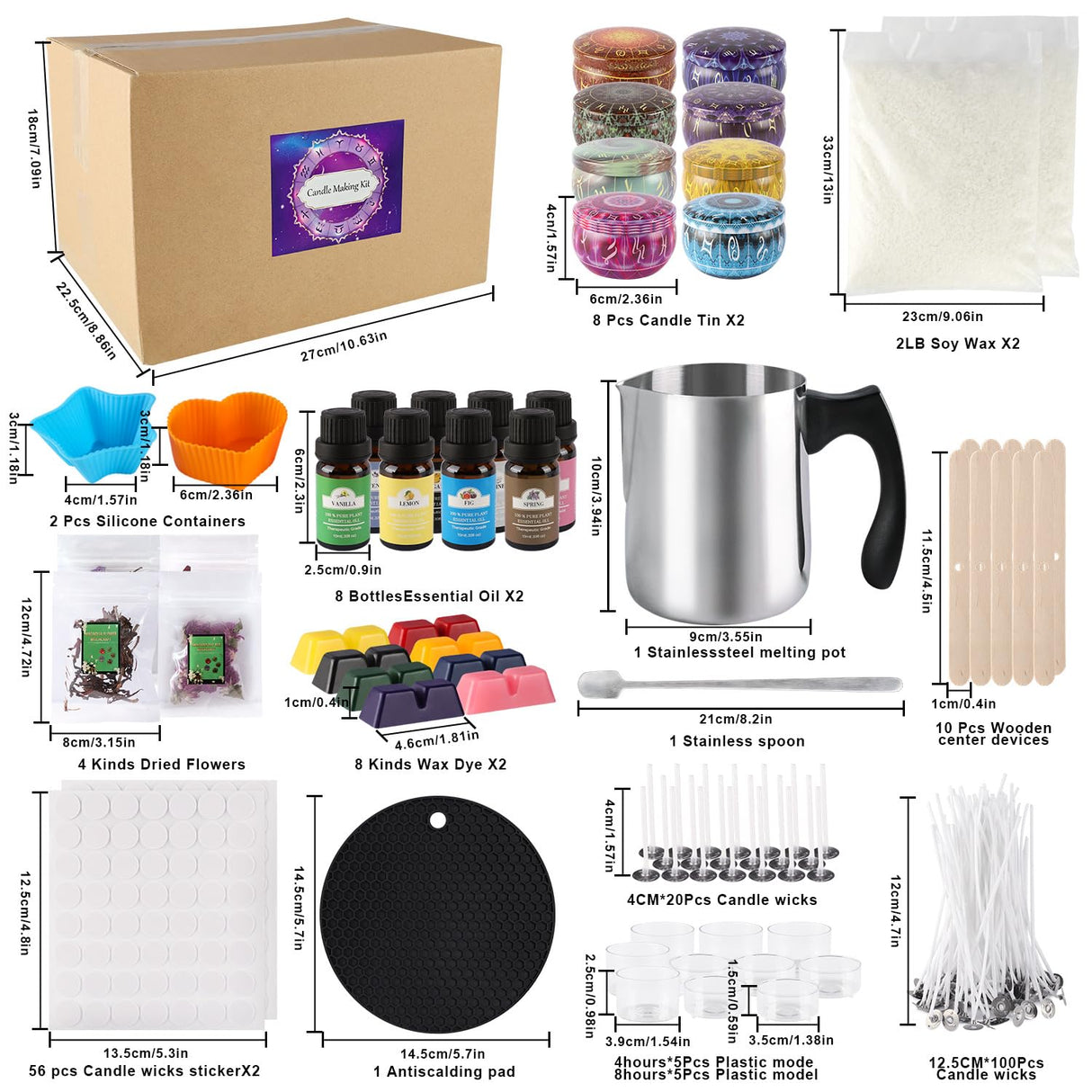 ECLHTLNY Candle Making Kit,Complete Sets, Contains Soy Wax, Exquisite Jars,DIY Candle Making Kit for Beginners and Adults, Christma's Day Gift,Valentine's Day Gift ECLHTLNY