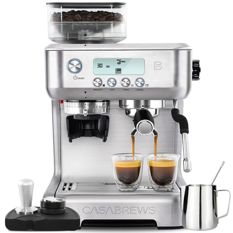 CASABREWS Espresso Machine with Grinder, Professional Coffee Maker with Milk Frother Steam Wand, Barista-Quality Cappuccino Latte Machine with LCD Display, Great for Coffee Enthusiasts CASABREWS