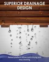 Upolana Teak Shower Mat, 24 x 18 inch Wood Bath Mat for Inside Shower, Wooden Shower Floor Mat Teak Wood Bath Mat for Bathroom Spa & Outdoor Use Upolana