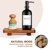 KASUNTING Small Wood Tray Pedestal Stand Farmhouse Bathroom Decor Decorative Wooden Riser Kitchen Soap Dish Holder/Tray for Vanity, Counter, Sink Kasunting