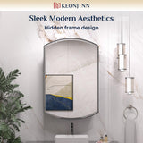 Keonjinn Black Medicine Cabinet 16 x 26 Inch, Surface Mount or Recessed Bathroom Cabinets with Mirrors, Metal Framed Wall Mirror with Storage, 2 Adjustable Shelves, Beveled Edge Mirror Keonjinn