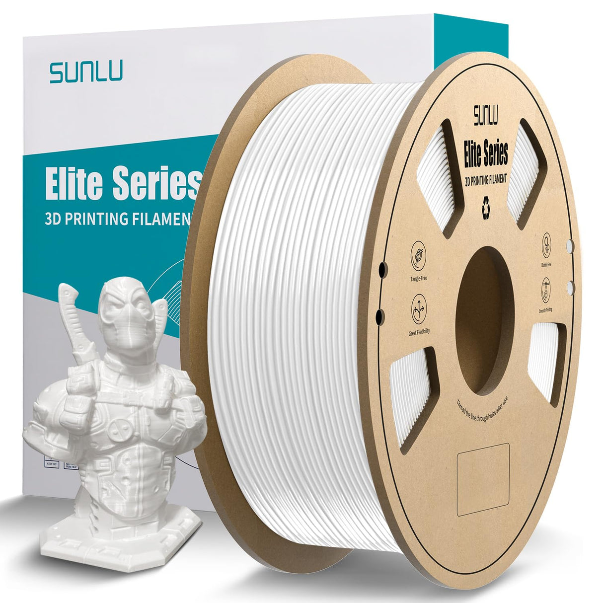 SUNLU Official Elite PETG Filament 1.75mm - 1kg(2.2lbs) Strong, Accurate 3D Printer Filament, 320 Meters, White YOOPAI
