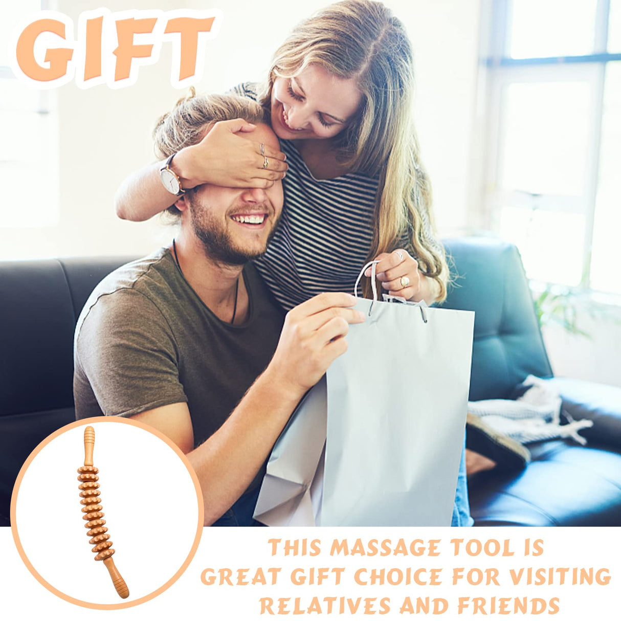 DAOZWUBGIH Curved Wood Therapy Massage Roller Tools,Lymphatic Drainage, Cellulite Massage & Wooden Muscle Roller Stick for Waist and Thigh, Stomach Rolling Massager Tool （with White Box） DAOZWUBGIH