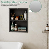 Giklux Stainless Steel Recessed Medicine Cabinet 14''*18'', Rust-Proof Metal Wall Niche, in Wall Shower Niche Shelf Insert Replacement, Recessed Medicine Cabinets for Drywall, Bathroom Storage, Black Giklux