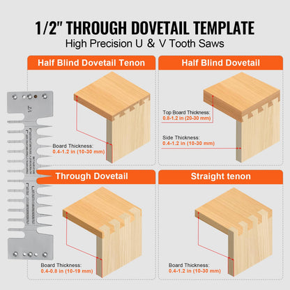 VEVOR Dovetail Jig, 12 in Width, Dove Tailing Router Jigs with 4 Router Bits & 3 Templates, Precise Alignment Dove Tail Jig, Mortise and Tenon Woodworking Tools for Furniture & Wood Cabinet M - WoodArtSupply