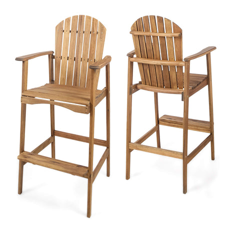 Christopher Knight Home Malibu Outdoor Acacia Wood Adirondack Barstools, 2-Pcs Set, Natural Stained Christopher Knight Home