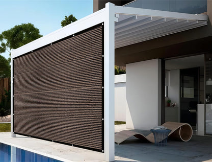 Shatex 90% Sun Shades for Patios 6X 10ft Shade Fabric Sun Shade Cloth Taped Edge with Grommets Sun-Block Mesh Shade for Pergola Cover Canopy Mocha, 12 Bungee Balls - WoodArtSupply