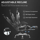 GTPLAYER Gaming Chair, Computer Chair with Footrest and Lumbar Support, Height Adjustable Game Chair with 360°-Swivel Seat and Headrest and for Office or Gaming (White) GTPLAYER