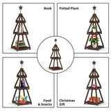 Cotata 41.3 inch 3-Tier Christmas Bookcase,Ladder Corner Solid Wood Tree Bookshelf for liveroom，Walnut Cotata