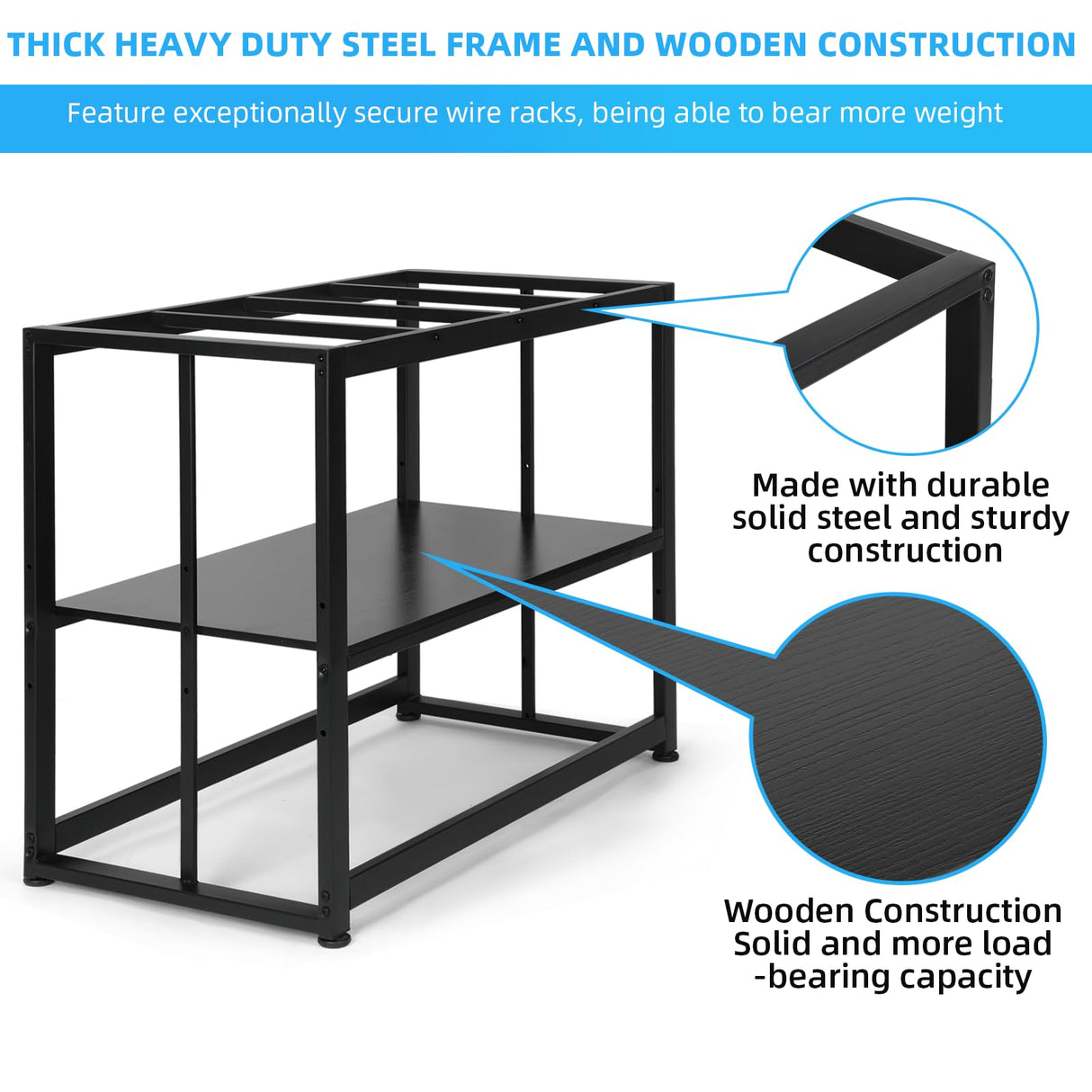 VOWNER 40-50 Gallon Fish Tank Stand - Metal Aquarium Stand, 36.6" x 18.5" x 29.5" Adjustable Heavy Duty Reptile Tank Stand, Adjustable 2-Tier Fish Tank Rack Shelf for Home Office, Tank not Included VOWNER