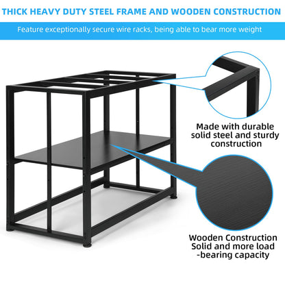 VOWNER 40-50 Gallon Fish Tank Stand - Metal Aquarium Stand, 36.6" x 18.5" x 29.5" Adjustable Heavy Duty Reptile Tank Stand, Adjustable 2-Tier Fish Tank Rack Shelf for Home Office, Tank not In - WoodArtSupply