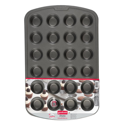 GoodCook Everyday Non-Stick Steel 24 Cup Mini Muffin Pan – Heavy Duty Small Muffin Pan, Bakeware Cupcake Pan, Delicious Baked Goods Muffin Tin Tray, Dishwasher Safe