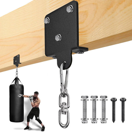 Punching Bag Hanger Heavy Duty Beam Mount for Heavy Bag 360° Rotation Ceiling Mount Bracket Wood Beam Hook with Spring Ideal for Boxing Muay Thai Aerial Yoga and Home Gym Training Yoiilifee