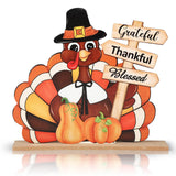 Thanksgiving Decorations Wooden Turkey Table Sign Pumpkin Autumn Table Centerpieces Standing Tabletop Happy Thanksgiving for Holiday Fall Harvest Home Room Table Shelf Farmhouse Decorations Grateful Sophena