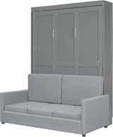 MERITLINE Full Murphy Bed with Couch,Wood Murphy Bed Cabinet with Sofa,Fold up Bed Grey Murphy Wall Bed Full Size MERITLINE