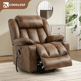 COOSLEEP Power Lift Recliner Chair for Elderly with Massage and Heat, Breathable Leather Recliner Chair for Adults, 2 Cup Holders, USB Ports, Electric Support of Metal,Remote(Light Brown) COOSLEEP HOME