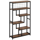 IRONCK Bookshelves 6 Tiers, Industrial Etagere Heavy Duty Shelves for Living Rooom, Office Storage Geomeric Display Boocase, Vintage Brown IRONCK