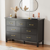 LYNSOM Black Dresser for Bedroom, 7 Drawer Dresser with Metal Handles, Modern Wood Chest of Drawers for Living Room, Entryway and Hallway LYNSOM