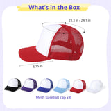 6 Pack Blank Hats Plain Mesh Trucker Hats Sublimation Baseball Caps Men Women DIY Custom Caps Adjustable Snapback Homaisson