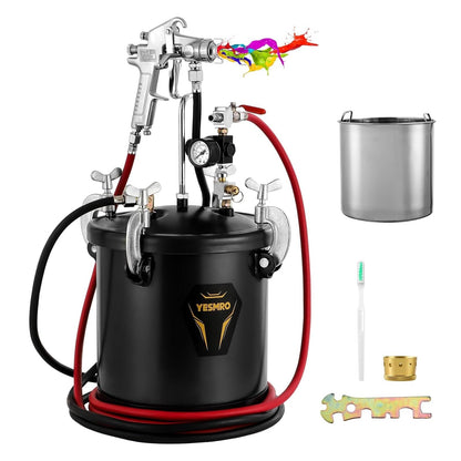 Paint Sprayer for Home Interior,10L Air Paint Pressure Pot Tank with Spray Gun Inner Pot Regulator Heavy Duty Hose for House Painting Cabinets Walls Cars Architecture Construction Automotive, - WoodArtSupply