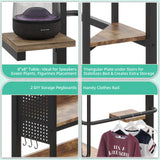 Loft Bed Twin Size with L-Shaped Desk and Storage, Metal Bunk Bed with Desk Underneath and LED Lights & Charging Station, Twin Loft Bed with Desk, 5 Drawer 2 Pegboards, Safety Guard Ladder, Brown BYSAUD