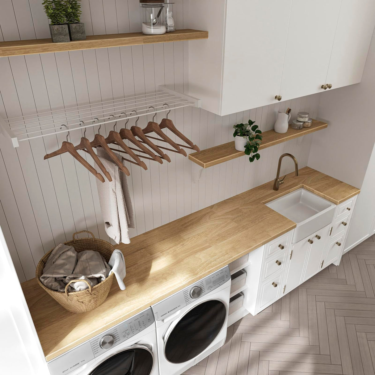 ARIEL 60 x 25 x 1.5 Hevea Unfinished Butcher Block Countertop, Solid Wood Butcher Block Table Top for DIY Workbench Top, Dining Table Top, Kitchen Island Top, Washer Dryer Top ARIEL