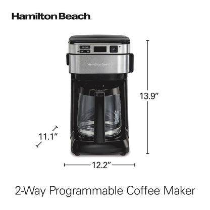 Hamilton Beach Programmable Coffee Maker, 12 Cups, Front Access Easy Fill, Pause & Serve, 3 Brewing Options, Black (46310)