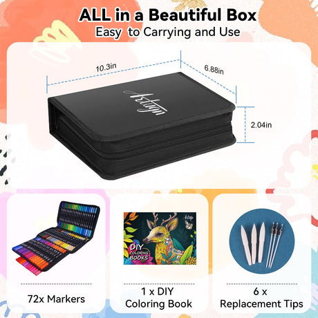 Dual Markers Brush Pens for Adult Kids Coloring Books, 72 Colors Art Marker Set with Fine & Brush Tip Pen for Bullet Journaling, Coloring, Drawing, Hand Lettering, Calligraphy, Art Supplies Artugn