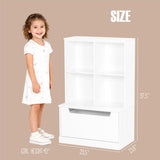 UTEX Kids Bookshelf and Toy Storage Organizer, Toddlers Bookcase with Cubbies, Adjustable Wood Shelf with Drawer for Bedroom, Playroom, Nursery, White UTEX