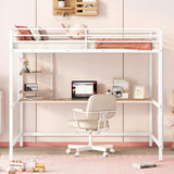 Harper & Bright Designs Metal Full Size Loft Bed Frame, Loft Bed Full with Desk and Shelves, Space Saving Metal Loft Bed with Desk Underneath for Kids,Teens (Full,White) Harper & Bright Designs