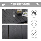 Outsunny Outdoor Dining Table for 6 Person, Rectangular Patio Table, Aluminum Metal Legs for Garden, Lawn, Patio, Woodgrain Black Outsunny