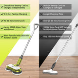 Cordless Electric Mop, Electric Spin Mop with LED Headlight and Water Spray, Up to 60 mins Powerful Floor Cleaner with 300ml Water Tank & Detachable Battery, Super Quiet Cleaning & Waxing VMAI