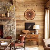 XNM MDF Wood Wall Clock for Living Room Decor - Rustic Wall Clocks Battery Operated 12 Inch - Brown Annual Ring Wall Clock Non Ticking (No Solid Wood) XNM