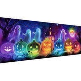 Zariocy 5D Large Diamond Art Kits for Adults Glowing Pumpkin, Diamond Painting Art Halloween Round Full Drill Crystal Diamond Embroidery Paintings Arts Craft for Home Office Wall Decor 31.5x11.81 inch Zariocy