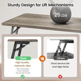 SEDETA 31.5" Lift Top Coffee Table with Storage, Square Coffee Table for Living Room, Farmhouse Coffee Table with Large Hidden Storage Compartment and Adjustable Shelves, Grey SEDETA