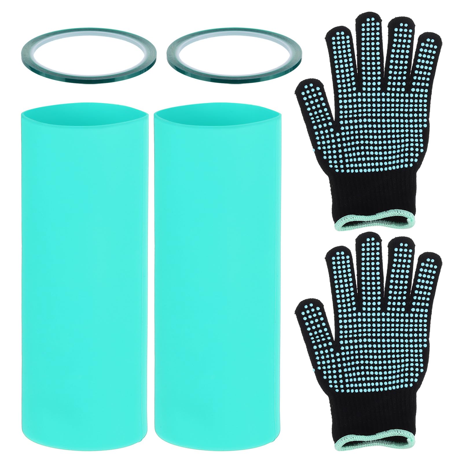 PATIKIL Silicone Sublimation Tumblers Sleeve Kit, Heat Resistant Seamless Tumblers Wrap for 20 Oz Sublimation Blank Cups with Glove Tape, Green - WoodArtSupply