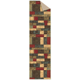 Machine Washable Boxes Design Non-Slip Rubberback 3x10 Traditional Runner Rug for Hallway, Kitchen, Bedroom, Living Room, 2'7" x 9'10", Boxes Multicolor Ottomanson