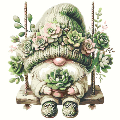 SHICERNHJ Gnome Paint by Numbers Kit for Adults,Succulent Plant Adults' Paint-by-Number Kits for Beginner,DIY Acrylic Paint by Number On Canvas for Home Wall Decor 16X16 Inch SHICERNHJ