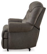 Signature Design by Ashley Camera Time Classic Tufted Faux Leather Zero Wall Recliner, Gray Signature Design by Ashley