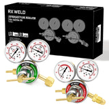 RX WELD Oxygen and Acetylene Regulators CGA540 and CGA510- Compatible with V-Style Welding Gas Torch Cutting, T-Handle RX WELD