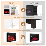 VINGLI Electric Fireplace with Mantel, Fireplace TV Stand for TVs Up to 85'', Modern Entertainment Center with Storage, TV Console with Shelves for Living Room and Bedroom (White, 79'' x 16'' x 41'') VINGLI