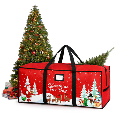 Christmas Tree Storage Bag, Fits Up 7.5 Ft Christmas Tree Durable 600D Oxford Holiday Storage Container with Wide Opening Dual Zippers (Reindeer)