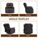 zzlay 360° Swivel Rocking Leather Recliner Chair for Adults, Overstuffed Manual Recliner with Spring Cushion, Glider Rocking Nursery Single Sofa with Side Pockets for Living Room, Coffee Brown zzlay