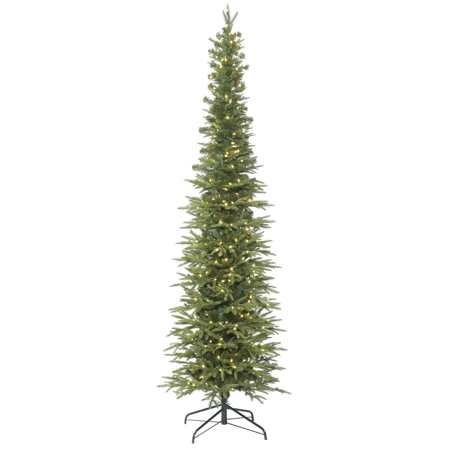 Vickerman 10' x 44" Bixley Pencil Fir Artificial Christmas Tree - Pre-Lit Pencil Tree with Warm White Dura-Lit LED Lights - 3567 PE Tips - Skinny Christmas Tree