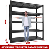 REIBII 48" W Garage Shelving 2500LBS Storage Shelves Adjustable Metal Shelving Heavy Duty Garage Shelves for Warehouse Pantry Basement 48" W x 72" H x 18" D, 2 Pack REIBII